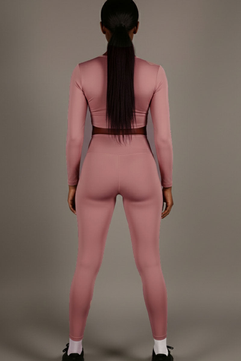 Long Sleeve Crop Top & High Waist Leggings Activewear Set