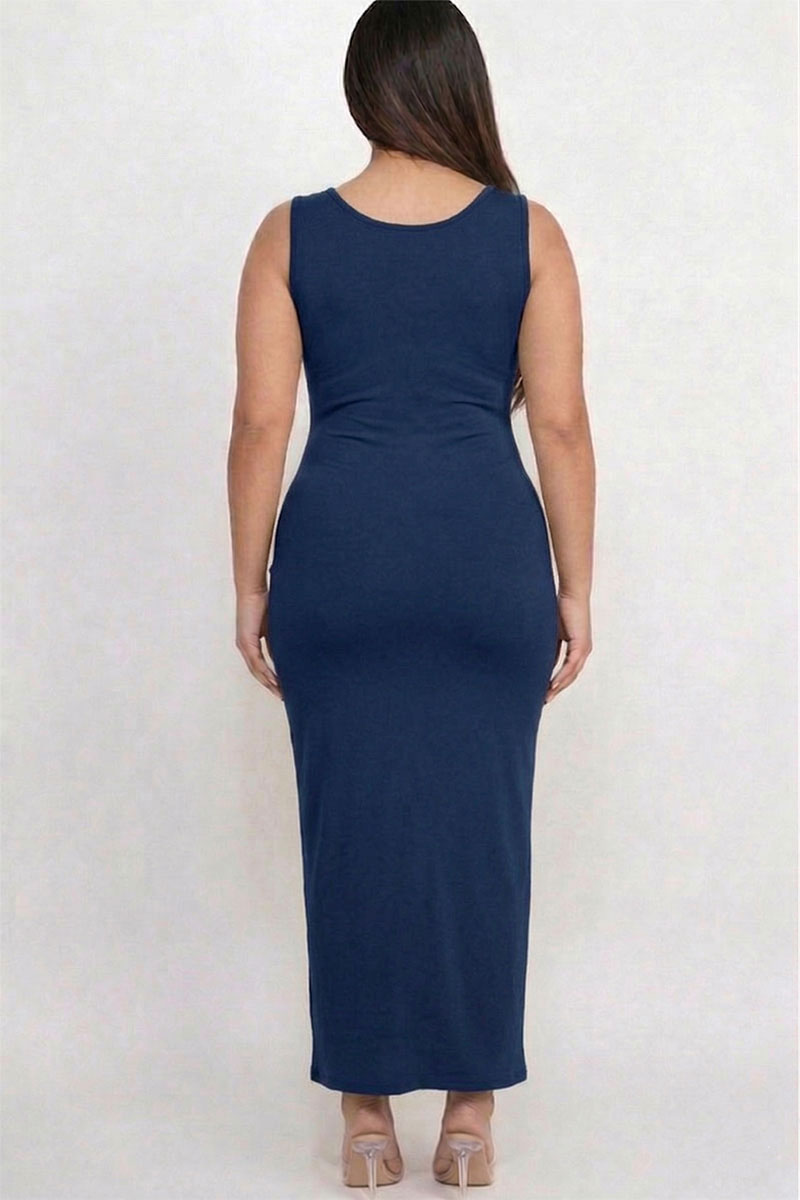 Vestido maxi básico sólido de talla grande