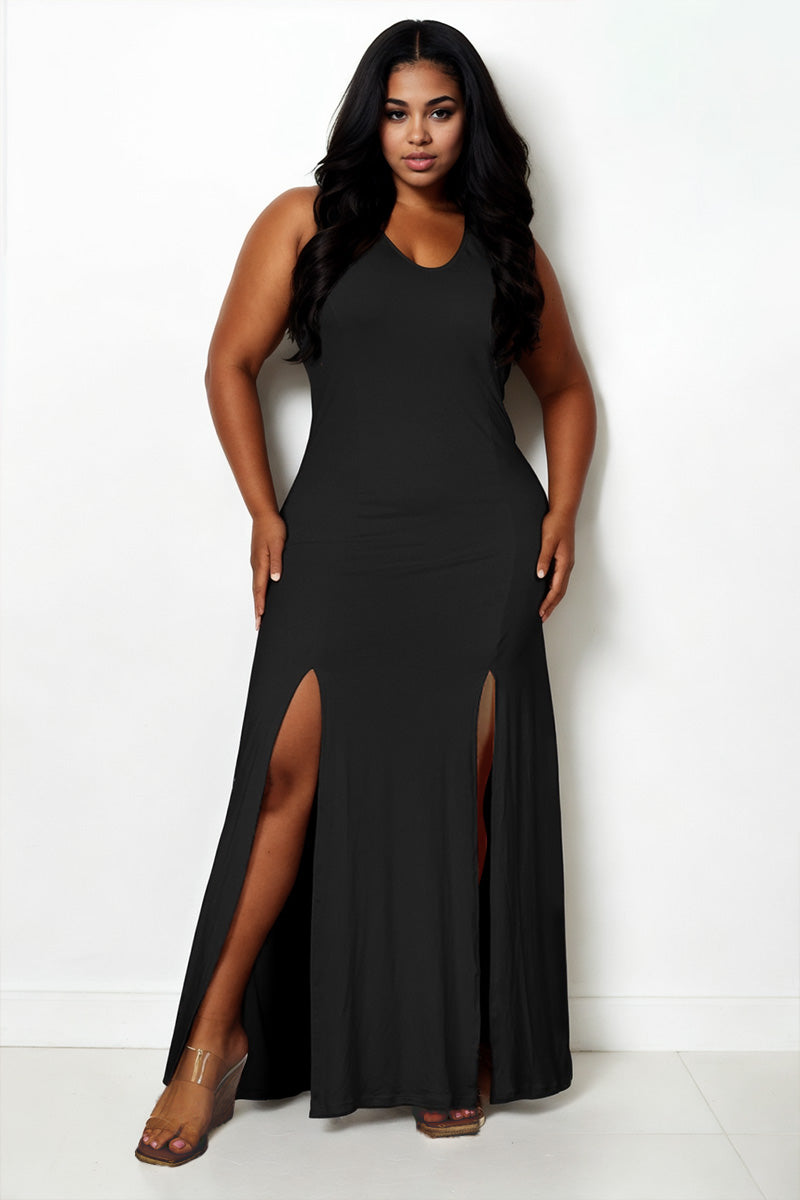 Double side split maxi dress plus size hotsell