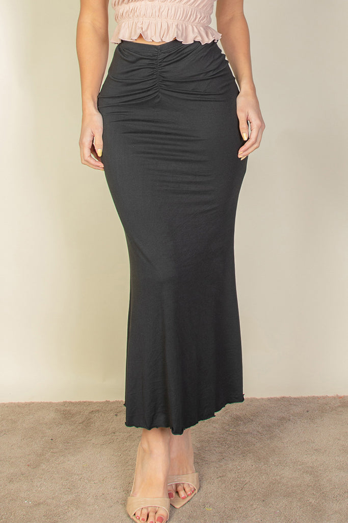 Solid Ruched Mermaid Skirt - Capella Apparel