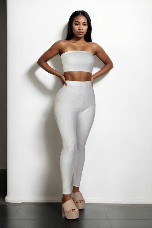 Ribbed Tube Top Leggings Set - Main Image