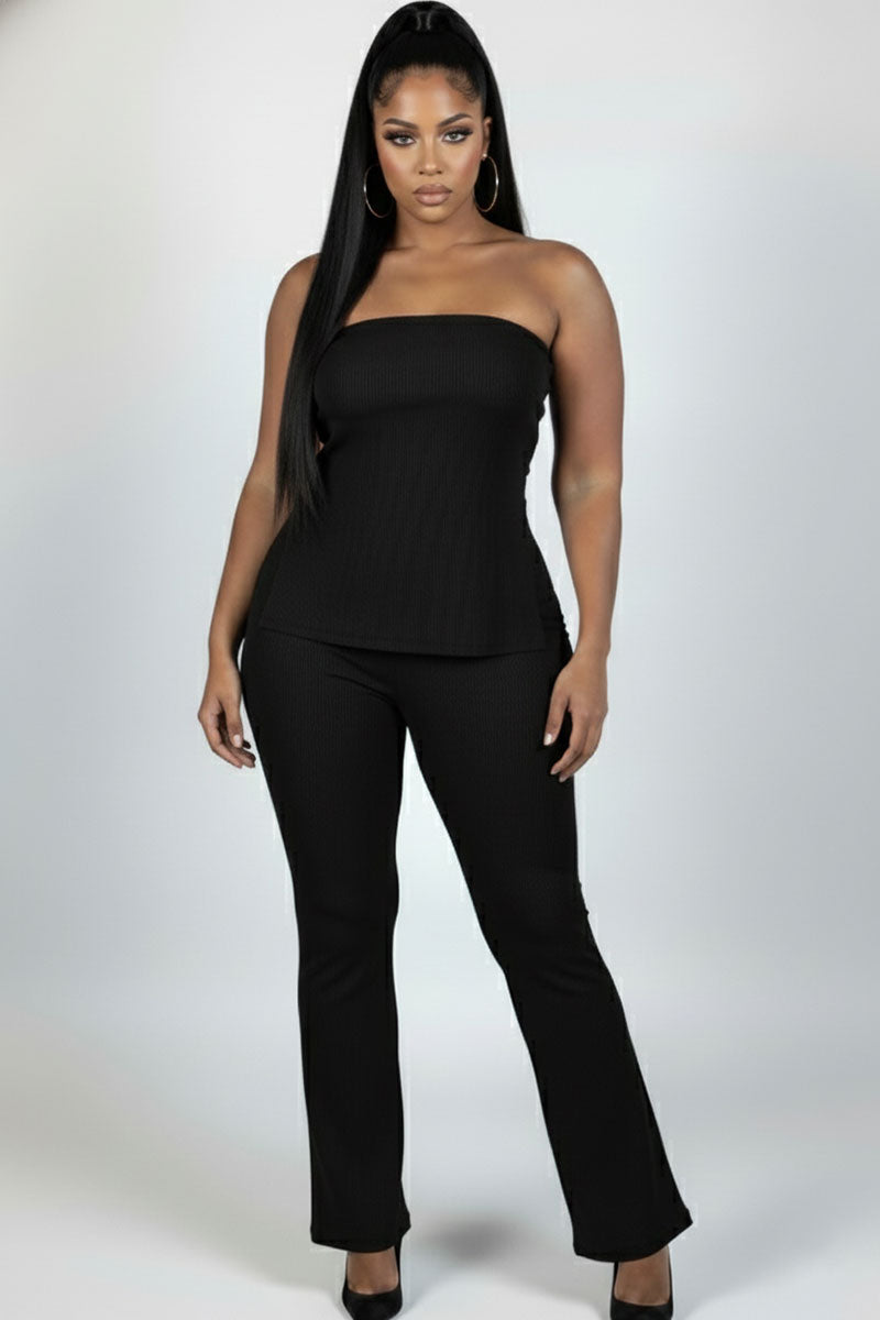 slim fit dress slacks Laila Sleeveless Crop Top & Flare Pants Set main image 1