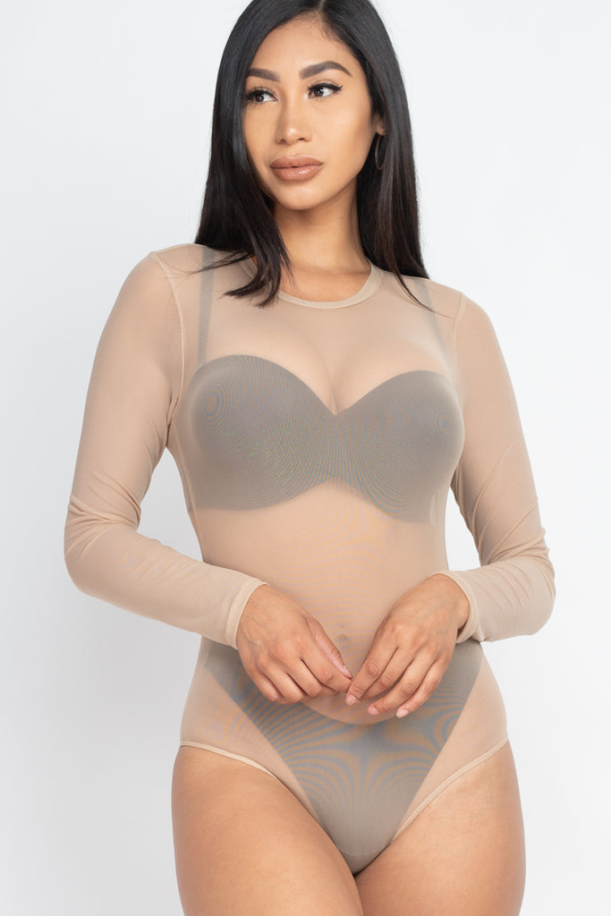 Sexy Sheer Mesh Long Sleeve Bodysuit - Wholesale Capella Apparel