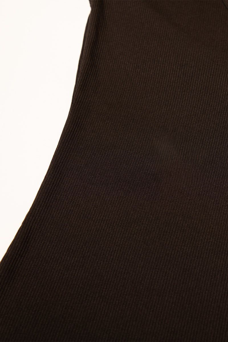 Ribbed Short Sleeve Side Slit Midi Dress - Capella Apparel