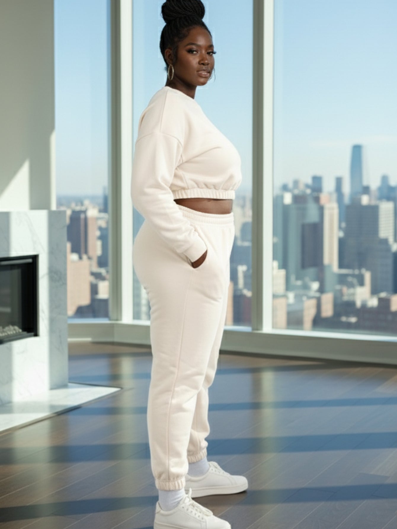 Plus Size French Terry Pullover & Joggers Set