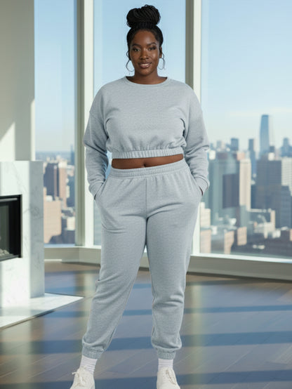 Plus Size French Terry Pullover & Joggers Set