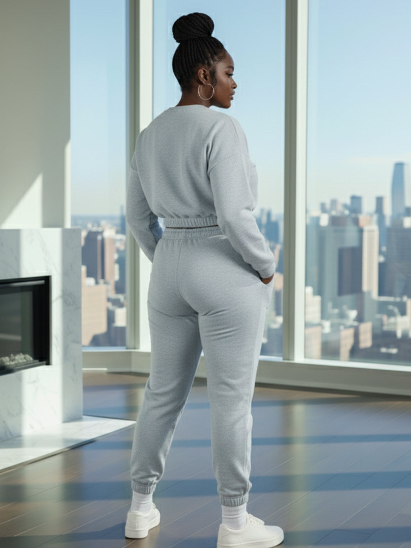 Plus Size French Terry Pullover & Joggers Set