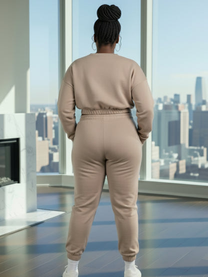 Plus Size French Terry Pullover & Joggers Set