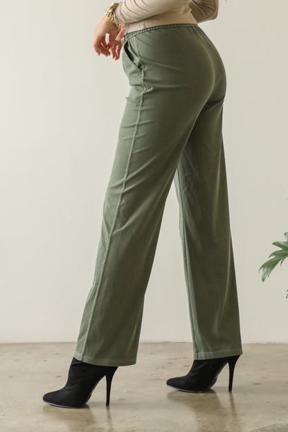 Knit Twill Drawstring Side Pocket Pants - Capella Apparel