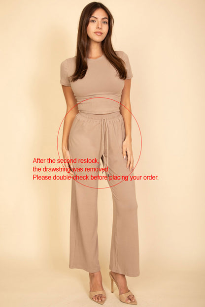 Relaxed Fit Top and Wide-Leg Pants Set