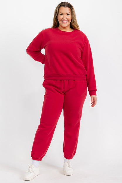 Plus Size Poly Fleece Elastic Waist Joggers