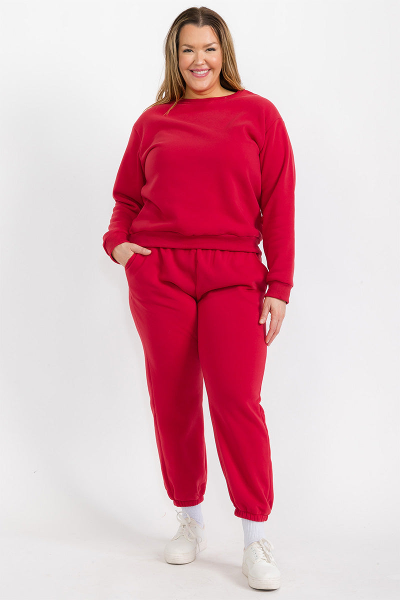 Plus Size Poly Fleece Elastic Waist Joggers