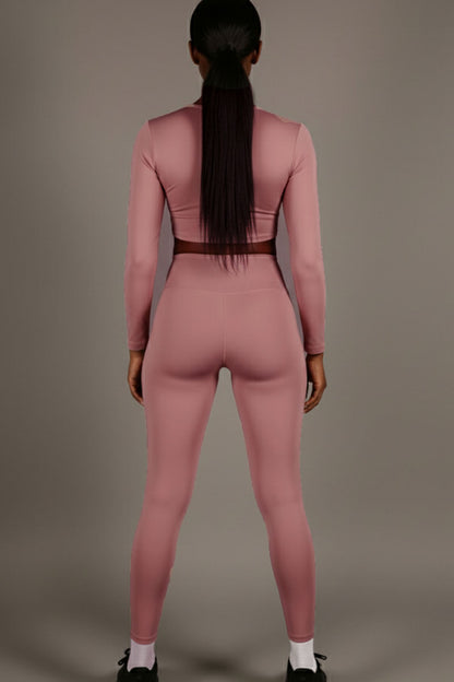 Long Sleeve Crop Top & High Waist Leggings Activewear Set