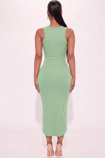 Split Neck Tank Midi Dress