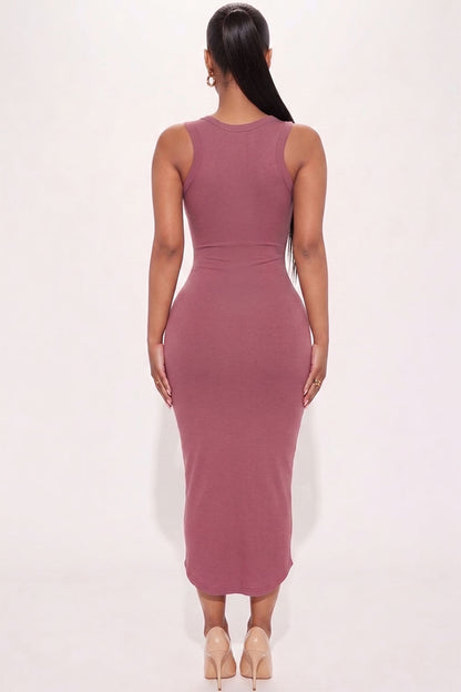 Split Neck Tank Midi Dress