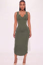 Split Neck Tank Midi Dress