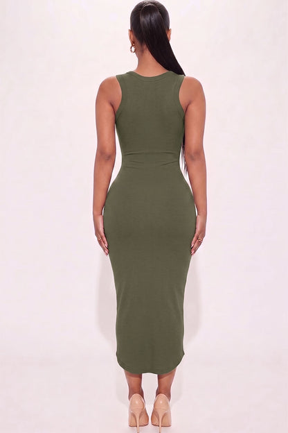 Split Neck Tank Midi Dress
