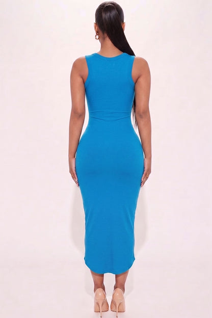 Split Neck Tank Midi Dress