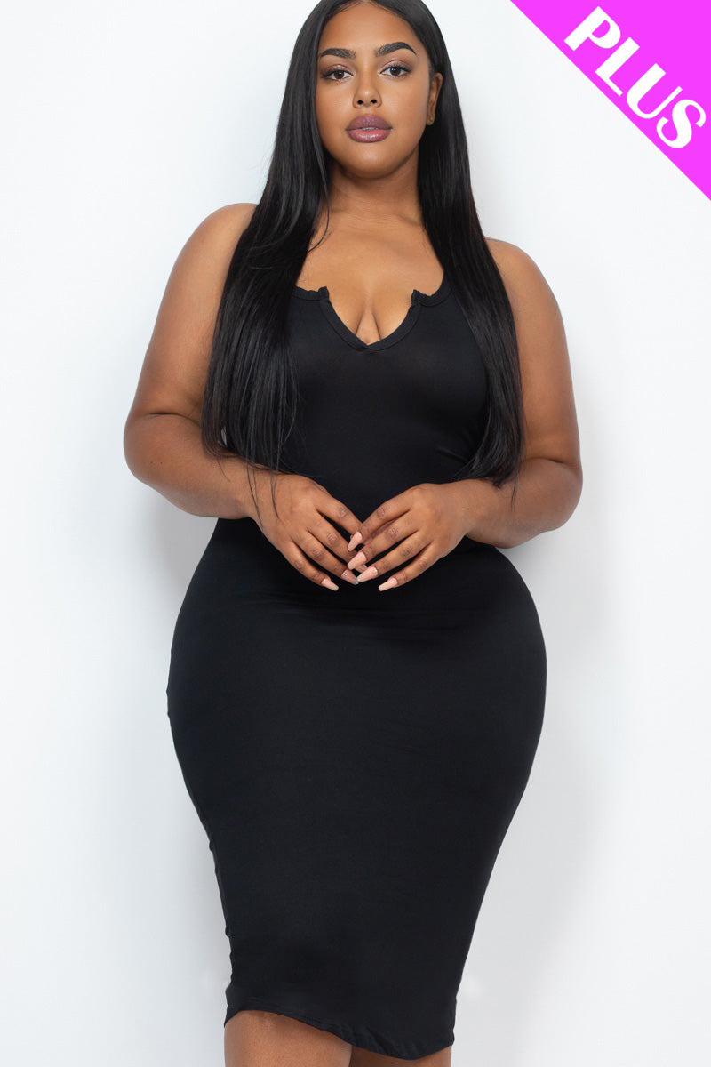 tank midi dress Plus Size Split Neck Tank Midi Dress – Wholesale Capella Apparel