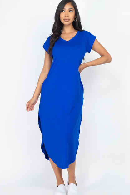 Cap Sleeve V Neck Maxi Dress - Wholesale Capella Apparel