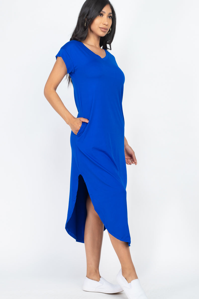 Cap Sleeve V Neck Maxi Dress - Wholesale Capella Apparel