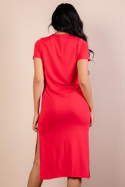 Side Slit Comfy Midi Dress - Wholesale Capella Apparel