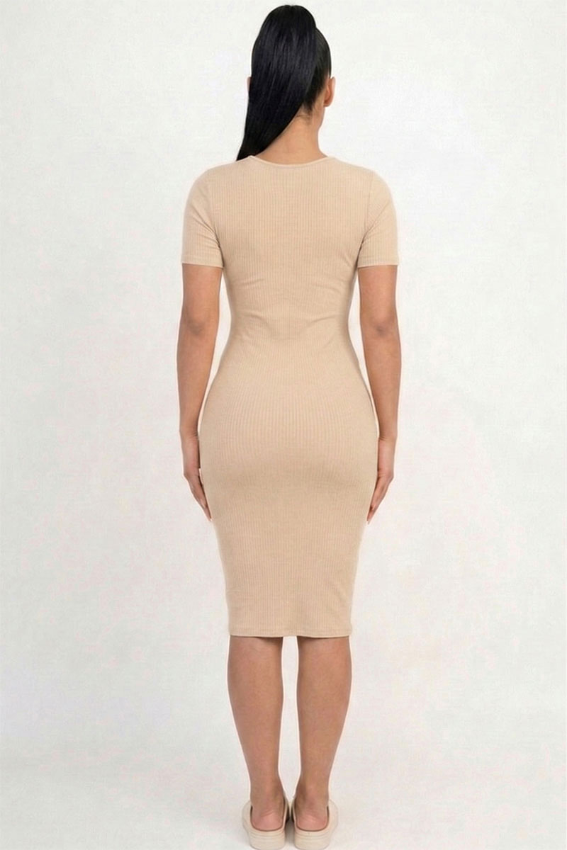 Ribbed Bodycon Midi Dress