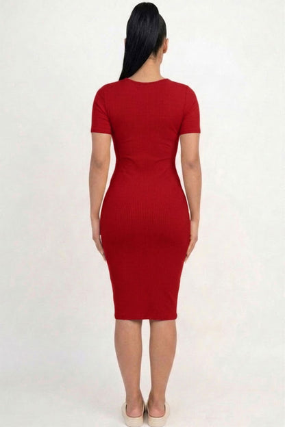 Ribbed Bodycon Midi Dress