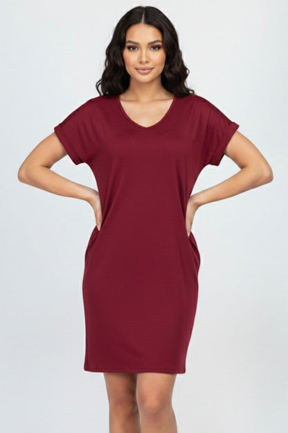 Cap Sleeve Pocket Mini Dress