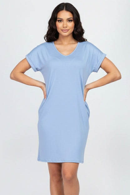 Cap Sleeve Pocket Mini Dress