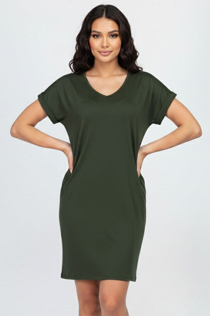 Cap Sleeve Pocket Mini Dress