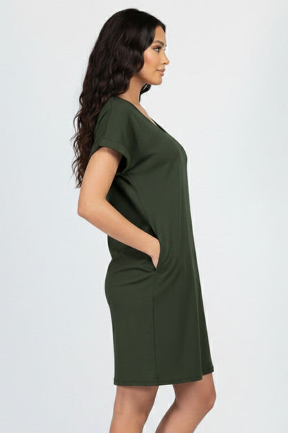 Cap Sleeve Pocket Mini Dress