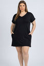 Plus Size Cap Sleeve Pocket Mini Dress (capella)
