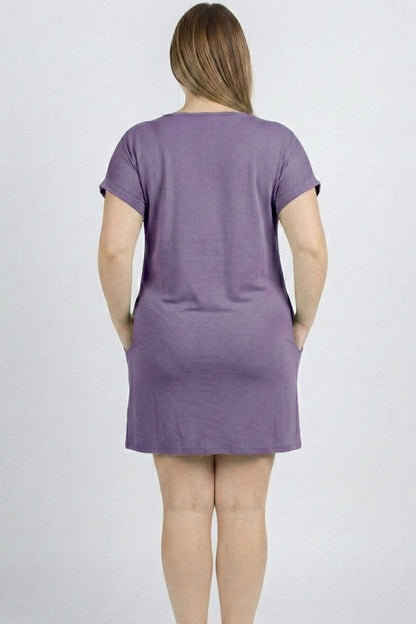 Plus Size Cap Sleeve Pocket Mini Dress (capella)