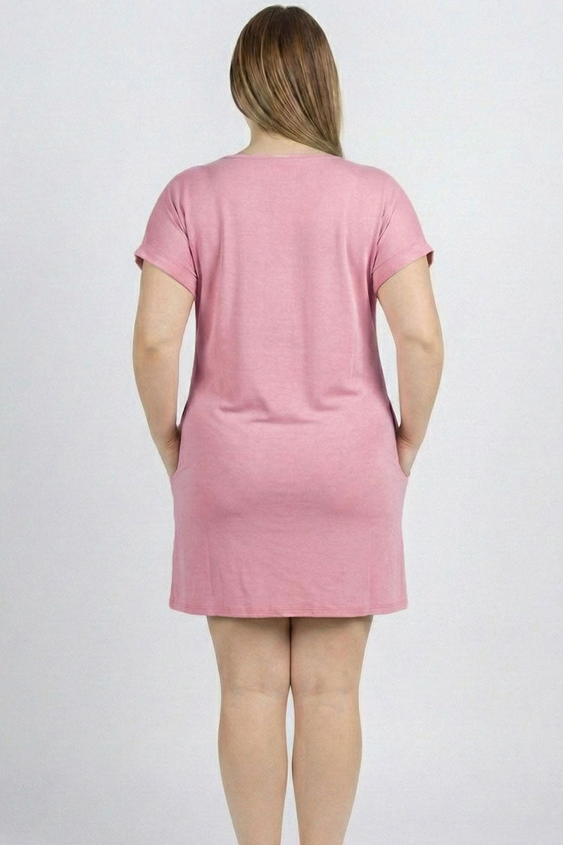Plus Size Cap Sleeve Pocket Mini Dress (capella)