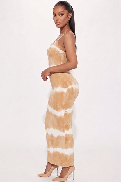Stripe Tie-Dye Printed Maxi Dress