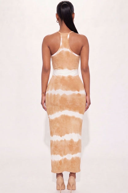 Stripe Tie-Dye Printed Maxi Dress