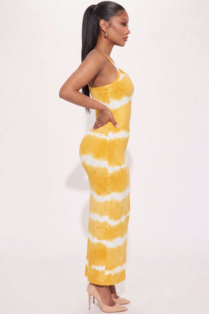 Stripe Tie-Dye Printed Maxi Dress