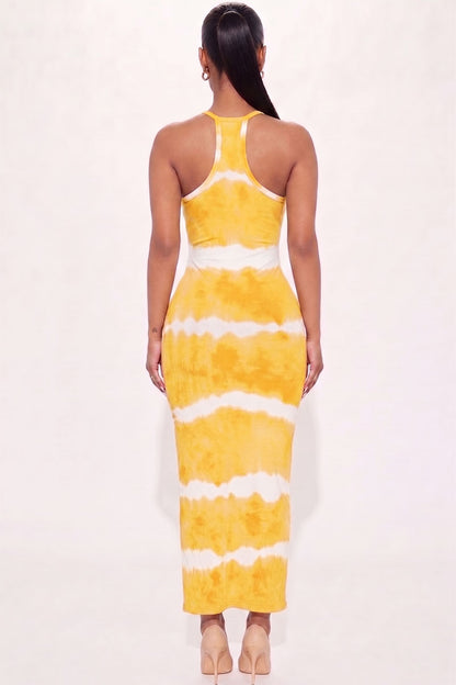 Stripe Tie-Dye Printed Maxi Dress