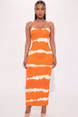 Stripe Tie-Dye Printed Maxi Dress