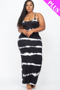 Plus Size Stripe Tie-Dye Printed Maxi Dress