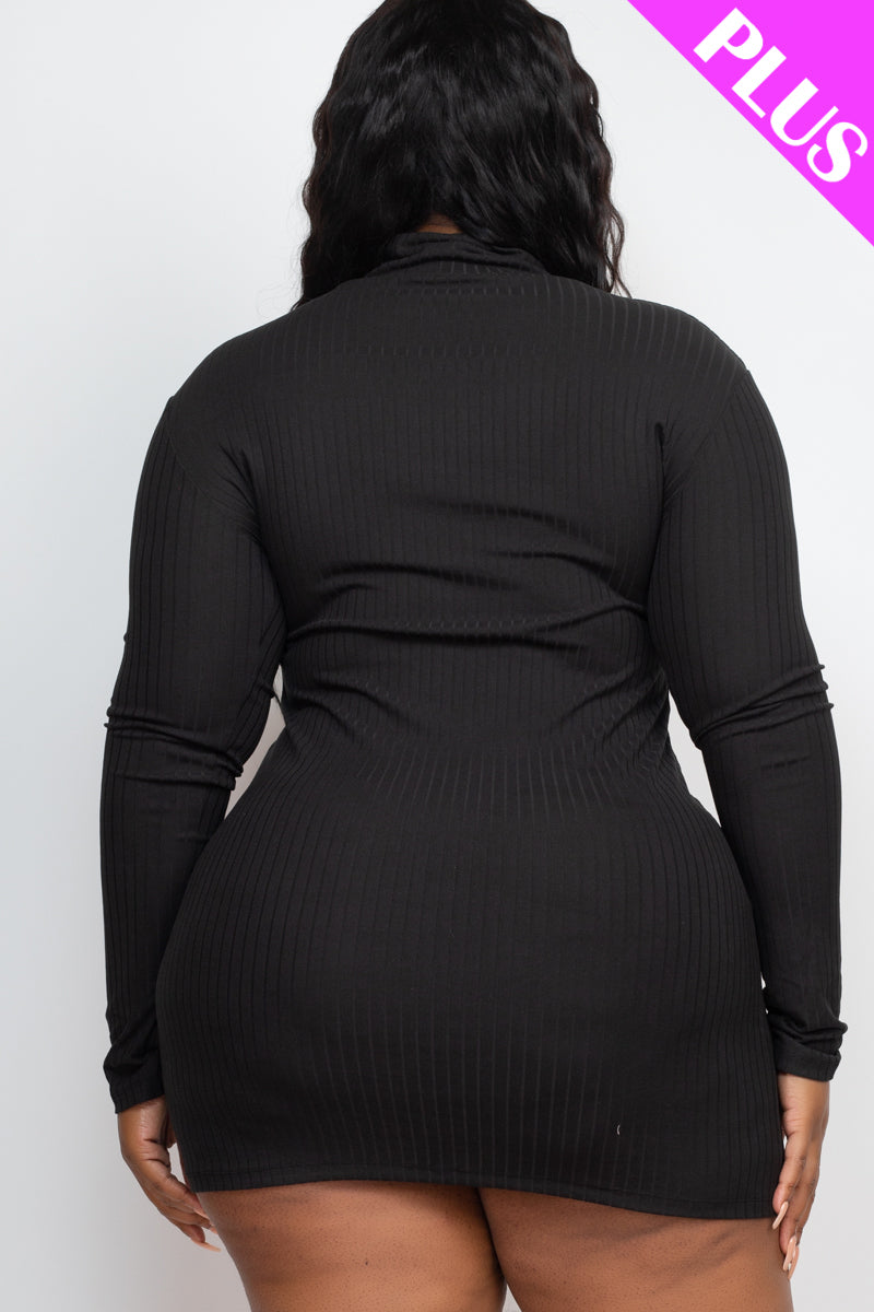 Plus Size Ribbed Long Sleeve Mock neck Mini Bodycon Dress – Wholesale Capella Apparel
