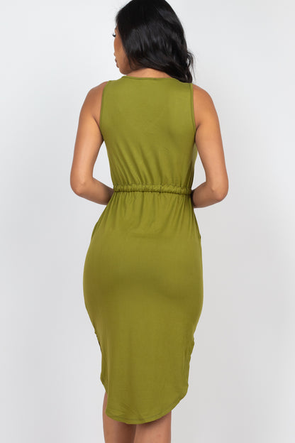 Drawstring Sleeveless Midi Dress - Wholesale Capella Apparel