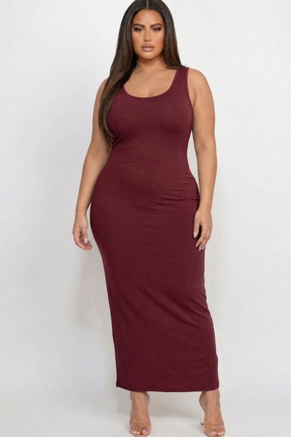 Plus Size Solid Basic Maxi Dress
