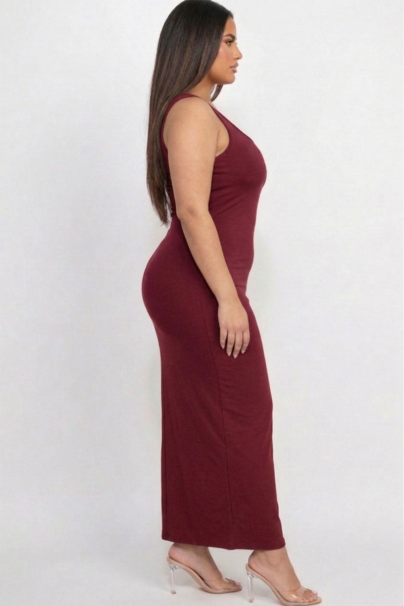 Plus Size Solid Basic Maxi Dress