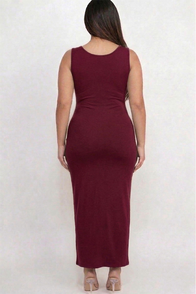 Plus Size Solid Basic Maxi Dress