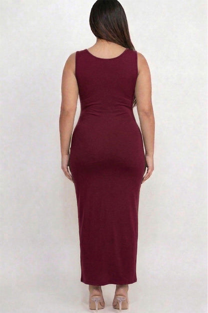 Plus Size Solid Basic Maxi Dress