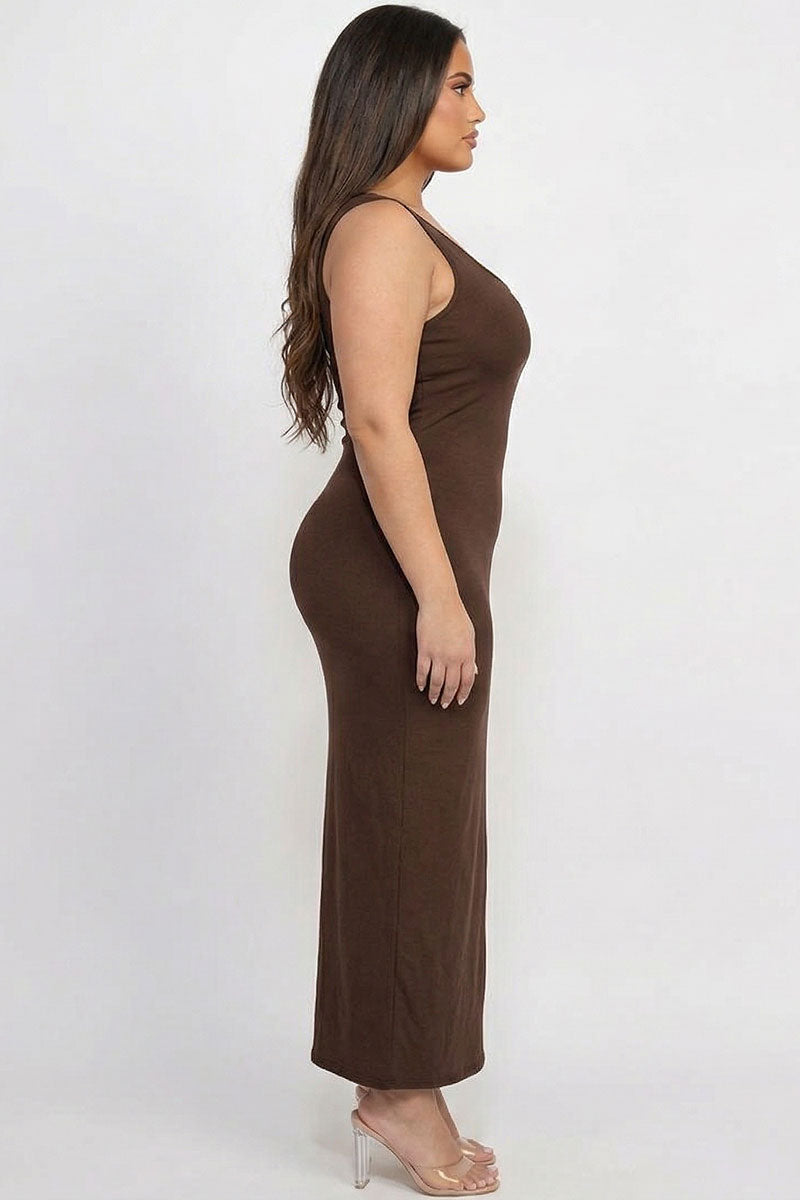 Plus Size Solid Basic Maxi Dress