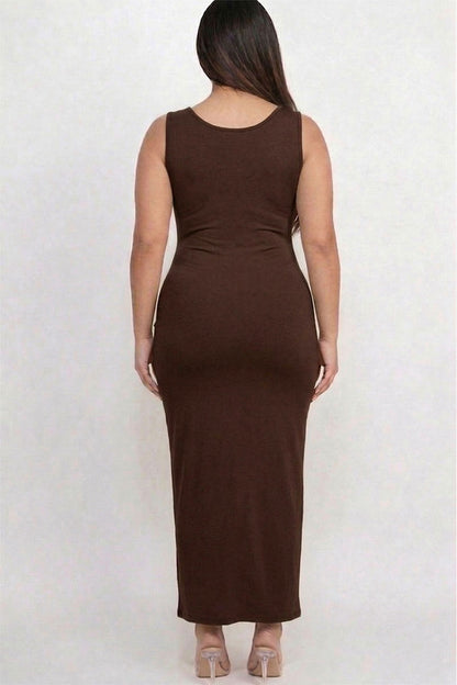 Plus Size Solid Basic Maxi Dress