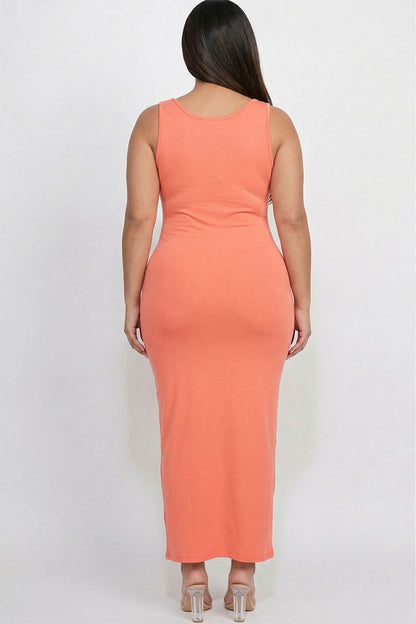 Plus Size Solid Basic Maxi Dress